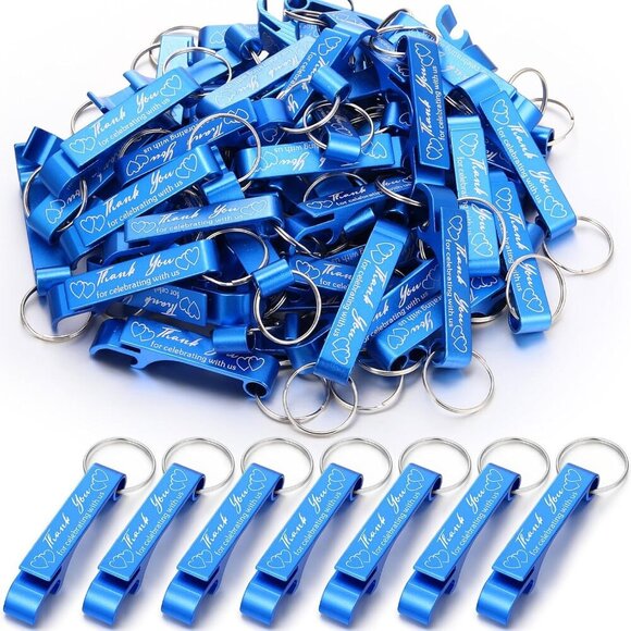 100 Pcs Bottle Opener Keychain Bulk Thank You Wedding Favors for Guests Aluminum - Picture 1 of 6